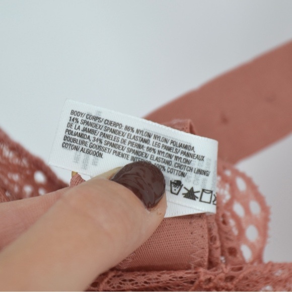 NEW DKNY Lace Mesh Teddy Romper Sheer Bodysuit S Pajamas Pink Women's L - Picture 9 of 10